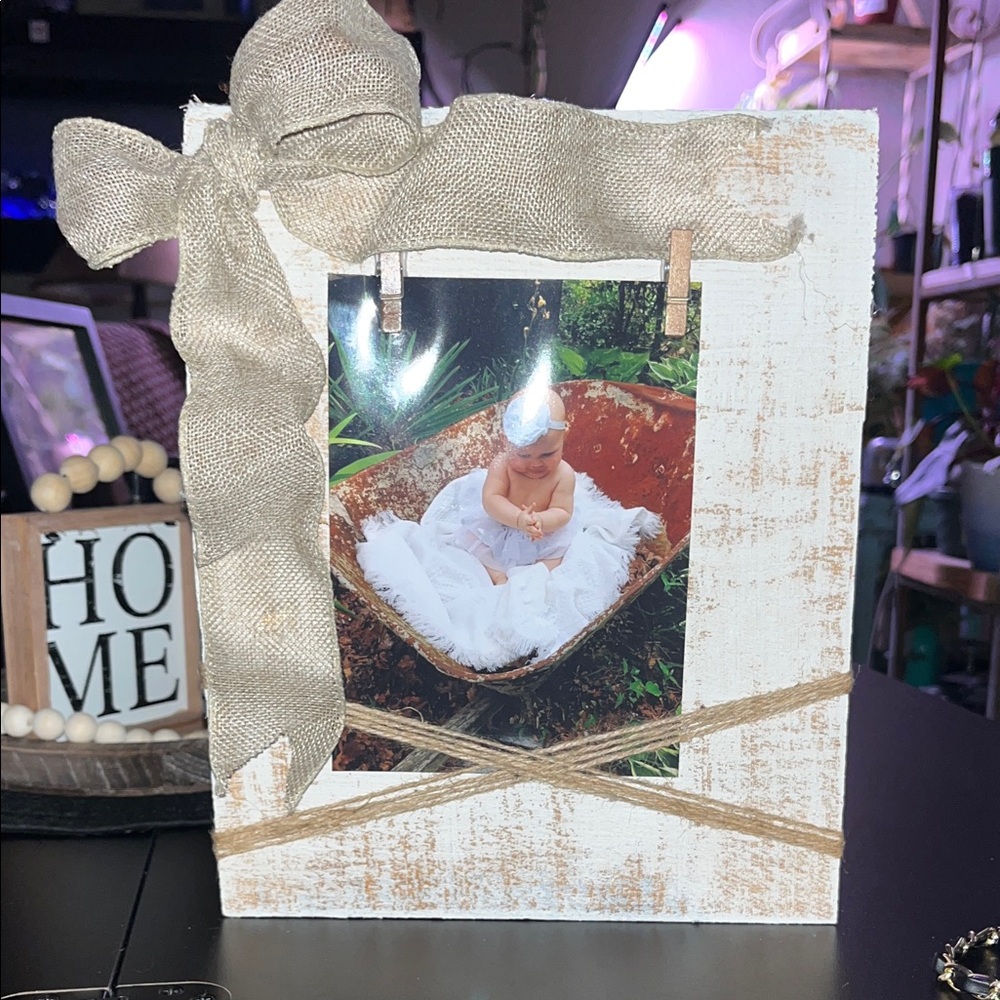 Rustic Burlap Photo Frame Holds 5 by 7 size picture